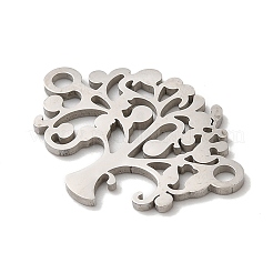 変色しない304ステンレススチールコネクタチャーム  生命の木 リンク  ステンレス鋼色  22x15.5x1mm  穴：2mm&nbsp;STAS-D013-02C-P