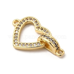 Brass Micro Pave Clear Cubic Zirconia Heart with D Connector Charms&nbsp;KK-I360-030G