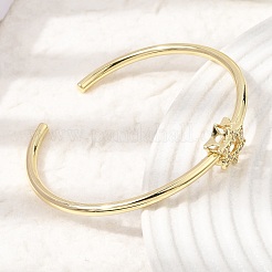Brass Micro Pave Clear Cubic Zirconia Cuff Bangles for Women&nbsp;KK-CBAED06-08A-G