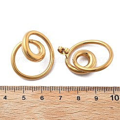 304ステンレススチールスタッドピアス  スパイラル  ゴールドカラー  27x24mm&nbsp;EJEW-D319-02G