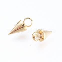304ステンレスペンダント  スパイク/コーン  18KGP本金メッキ  7.5x3mm  穴：1.8~2mm&nbsp;STAS-G214-47G-04