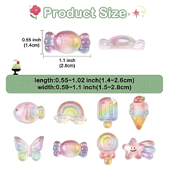 24 個 8 スタイル透明樹脂カボション  グリッターパウダー付き  混合図形  ミックスカラー  14~26x15~28mm  3個/スタイル&nbsp;RESI-YW0005-59