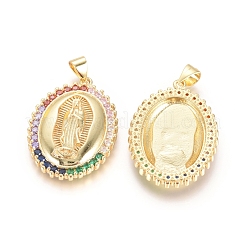 Brass Micro Pave Cubic Zirconia Pendants&nbsp;KK-I657-46G