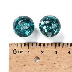 透明樹脂とスパンコールビーズ  ラウンド  多面カット  ダークシアン  16mm  穴：2mm&nbsp;RESI-G110-02E