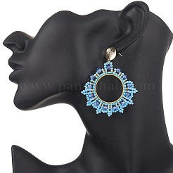 3 Pairs Glass Seed Bead Woven Stud Earrings&nbsp;EJEW-MZ00597