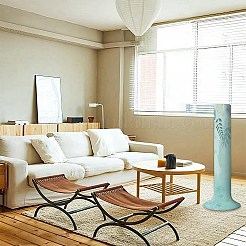 布製タワーファンのダストカバー  葉の模様  アクアマリン  1150x205x1.6mm&nbsp;AJEW-WH20020-074D