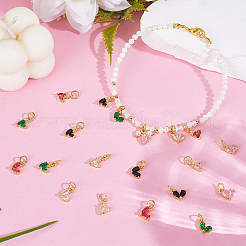 20Pcs 10 Styles Brass Micro Pave Cubic Zirconia Pendants&nbsp;KK-PH0012-99