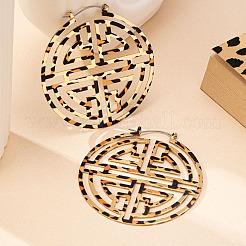 Leopard Print Alloy Hoop Earrings&nbsp;FS-WG28523-01