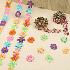 8連売り8スタイルポリエステルレーストリム  刺繍アップリケソーイングリボン  裁縫や工芸品の装飾用  カラフル  混合図形  裁縫はさみで  混合模様  1/2~1-1/8インチ（13~30mm）  1連/スタイル&nbsp;OCOR-GL0001-04