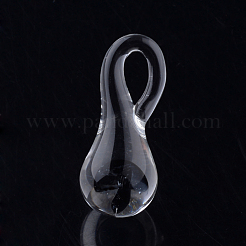 手作りランプワークガラスペンダント  パイレックス  キノコ  ブラック  21~25x9~10mm  穴：3~4mm&nbsp;X-LAMP-Q028-12C