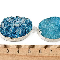 Silver Plated Dyed Oval Natural Drusy Quartz Crystal Beads Strands&nbsp;G-F144-01-S