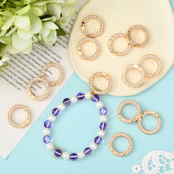 16Pcs Alloy Rhinestone Spring Gate Rings&nbsp;FIND-SP0004-52E