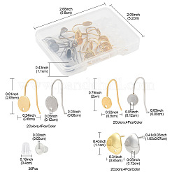 304ステンレススチールピアスフック24個  30個のプラスチック製イヤーナット付き  ミックスカラー  11~20.5x6~8.5mm  穴：1.2mm&nbsp;STAS-FS0001-94