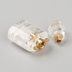 混合天然石ペンダント  開閉可能な香水瓶  ゴールデントーン真鍮パーツ  33~35x17~19x11~13mm  穴：2mm  容量：1ml（0.03液量オンス）&nbsp;G-H252-E