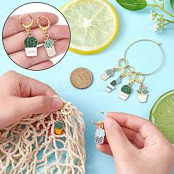 Pot Plant Theme Alloy Enamel Multifunction Pendant Decorations&nbsp;HJEW-CJ00003