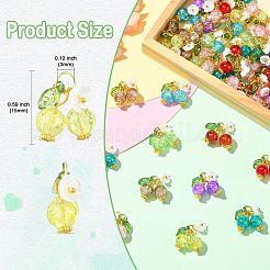 50個 10スタイル ガラス&樹脂模造真珠チェリーチャーム  真鍮パーツ  ミックスカラー  15mm  5個/スタイル&nbsp;PALLOY-CJ00161
