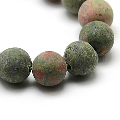 ナチュラルフロストウナカイトラウンドビーズ連売り  10mm  穴：1mm  約37~39個/連  14.9~15.6インチ&nbsp;G-M064-10mm-06