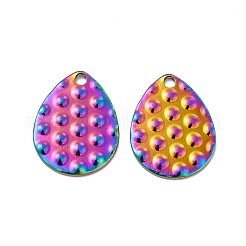 イオンプレーティング（IP）304ステンレスペンダント  ティアドロップチャーム  虹色  18.5x14x1mm  穴：1.6mm&nbsp;STAS-B032-39MC
