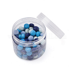 ガラスカボション  モザイクタイル  家の装飾やdiyの工芸品  フラットラウンド  ブルー  12x5mm  156個/箱&nbsp;GLAA-TA0001-14D