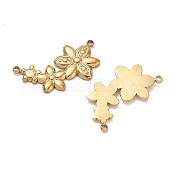 304ステンレスペンダント  花のチャーム  イオンプレーティング（ip）  18KGP本金メッキ  11x21x1.5mm  穴：1.2mm&nbsp;SA-CBAF1D5-05G