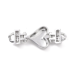Eco-friendly Rack Plating Brass Micro Pave Clear Cubic Zirconia Connector Charms&nbsp;KK-F843-05P