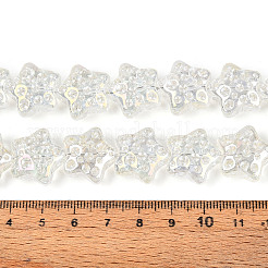電気メッキ透明ガラスビーズ連売り  スター  淡黄色  17~17.5x18~18.5x9~9.5mm  穴：1mm  約40個/連  25.20インチ（64cm）&nbsp;EGLA-N020-02B