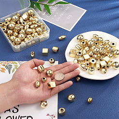 100個10スタイルUVメッキアクリルヨーロピアンビーズ  ミックス型  黄金メッキ  13~21x14.5~21x9~18.5mm  穴：5~6mm  10個/スタイル&nbsp;PACR-FW0001-01