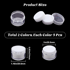 10個 2色 ラウンドジュエリー 透明プラスチック ルースダイヤモンド収納ボックス  内部のスポンジ  ミックスカラー  2.95x2.1cm  5個/カラー&nbsp;CON-GF0001-15A