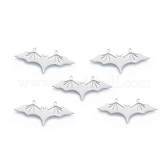 変色しない201ステンレススチールペンダント  バット  ハロウィンスタイル  ステンレス鋼色  16x39x1mm  穴：1.4mm&nbsp;STAS-N090-LA922-1
