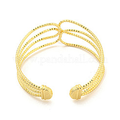 Rack Plating Brass Multi-Strand Open Cuff Bangles for Women&nbsp;BJEW-P322-03G