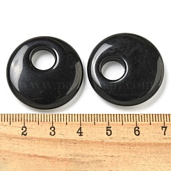 天然石オブシディアンペンダント  フラットラウンドのチャーム  28.5x7mm  穴：8.5mm&nbsp;G-P547-01D