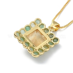 Natural Yellow Agate & Green Aventurine Rectangle Pendant Necklace&nbsp;NJEW-B089-01G-01