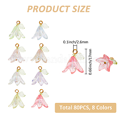 アクリル＆シェルパールペンダント  真鍮のループを有します  花  ミックスカラー  17mm  穴：2.6mm  80個/セット&nbsp;PALLOY-FH00052
