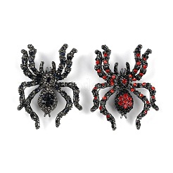 パーティー用のハロウィンスパイダー合金ラインストーンブローチ  カプリブルー  65x45mm&nbsp;X1-JEWB-S022-08B