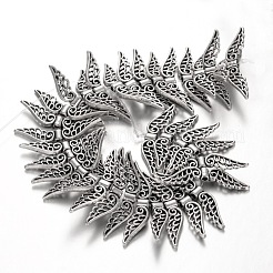 翼チベットスタイル合金ビーズ連売り  カドミウムフリー＆鉛フリー  32x6x2.5mm  穴：1mm  約35個/連&nbsp;TIBEB-O007-38-RS