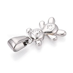 303ステンレススチールペンダント  星のチャームが付いたティーベア  ステンレス鋼色  15.5x10x3mm  穴：6.5x2.8mm  フィット：1.2mm&nbsp;STAS-Q110-05P