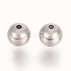 スペーサービーズラウンド真鍮  鉛フリー＆カドミウムフリー＆ニッケルフリー  プラチナメッキ  2.5mm  穴：1mm  約2000個/50g&nbsp;KK-L147-197P-2.5mm-NR