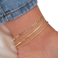 3Pcs Alloy Chain Anklets Sets&nbsp;WGDACCB-01