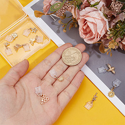 10 個のプラスチックモバイル防塵プラグ  真鍮のペンダント付き  花  ミツバチ  ゴールドカラー  21~26mm&nbsp;HJEW-OC00236