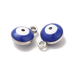 合金エナメルチャーム  ミックスカラー  ナザールボンジュウチャーム付きフラットラウンド  プラチナ  13x10x6mm  穴：1.5mm&nbsp;PALLOY-I217-08P