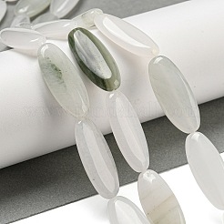 天然石翡翠ビーズ連売り  フラットオーバル  30x13x5.5mm  穴：1mm  約13個/連  15.35''（39センチメートル）&nbsp;G-B078-E03-01