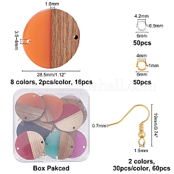 DIY 8 Pairs Flat Round Resin & Walnut Wood Earring Makings&nbsp;DIY-FH0001-93