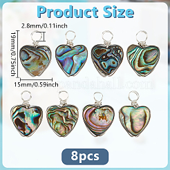 8Pcs Heart Abalone Shell/Paua Shell Pendants&nbsp;PALLOY-GO00048