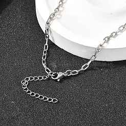 2.5mm 304ステンレススチールペーパークリップチェーンネックレス（女性・男性用）  変色しない  ステンレス鋼色  17.32インチ（44cm）&nbsp;NJEW-A054-03P