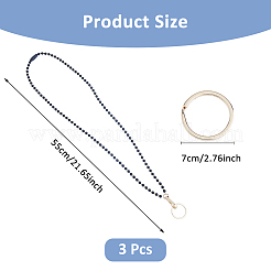 天然宝石名刺ストラップ  合金リングとスイベルクラスプ付き  960mm  3個/セット&nbsp;HJEW-FH00039