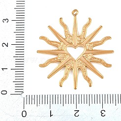 304ステンレスペンダント  ハートのチャームが付いた太陽  ゴールドカラー  33x30x2mm  穴：1.81mm&nbsp;SA-CBA6E67-04G