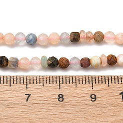 ミックス天然石ビーズ連売り  ラウンド  多面カット  3.5~4mm  穴：0.7mm  約113~119個/連  14.57''~15.71''（37~39.9センチメートル）&nbsp;G-RM2025-A43-3mm