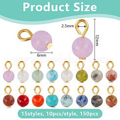 150Pcs 15 Style Natural & Synthetic Mixed Gemstone Pendant&nbsp;PALLOY-PH01781