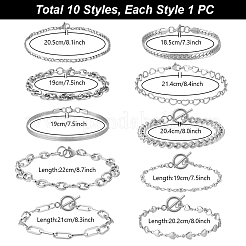 10Pcs 10 Styles Stainless Steel Chain Bracelets Kits&nbsp;BJEW-PH0004-48