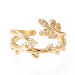 Adjustable Brass Micro Pave Clear Cubic Zirconia Cuff Rings&nbsp;LS-RJEW-I070-03G